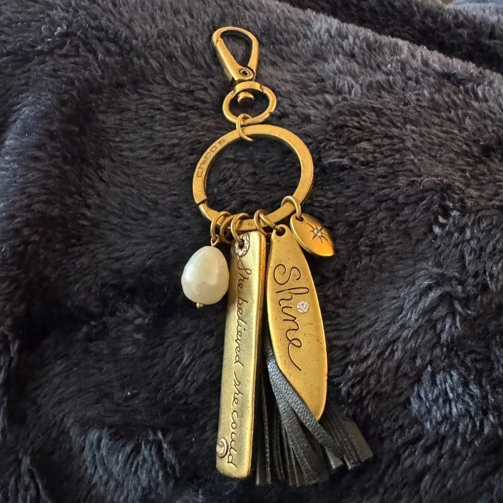 Chico's Keychain‎ Key Ring Charms Gold Tone She Believed She Could Inspirational
